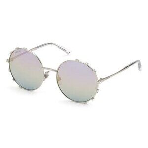 Swarovski Shiny Palladium Silver Gradient Smoke Grey 57mm Round Sunglasses